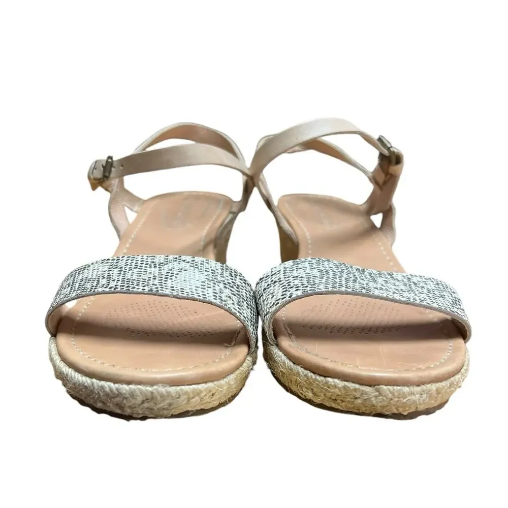 Corso Como Women's Cape Wedge Size 8 Sandal Leather Ankle Strap Espadrille